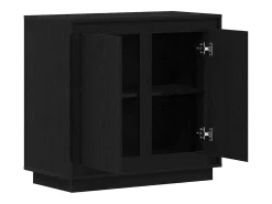 Aparador de roble negro 80x34x75 cm Madera de ingeniería