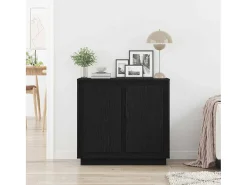 Aparador de roble negro 80x34x75 cm Madera de ingeniería