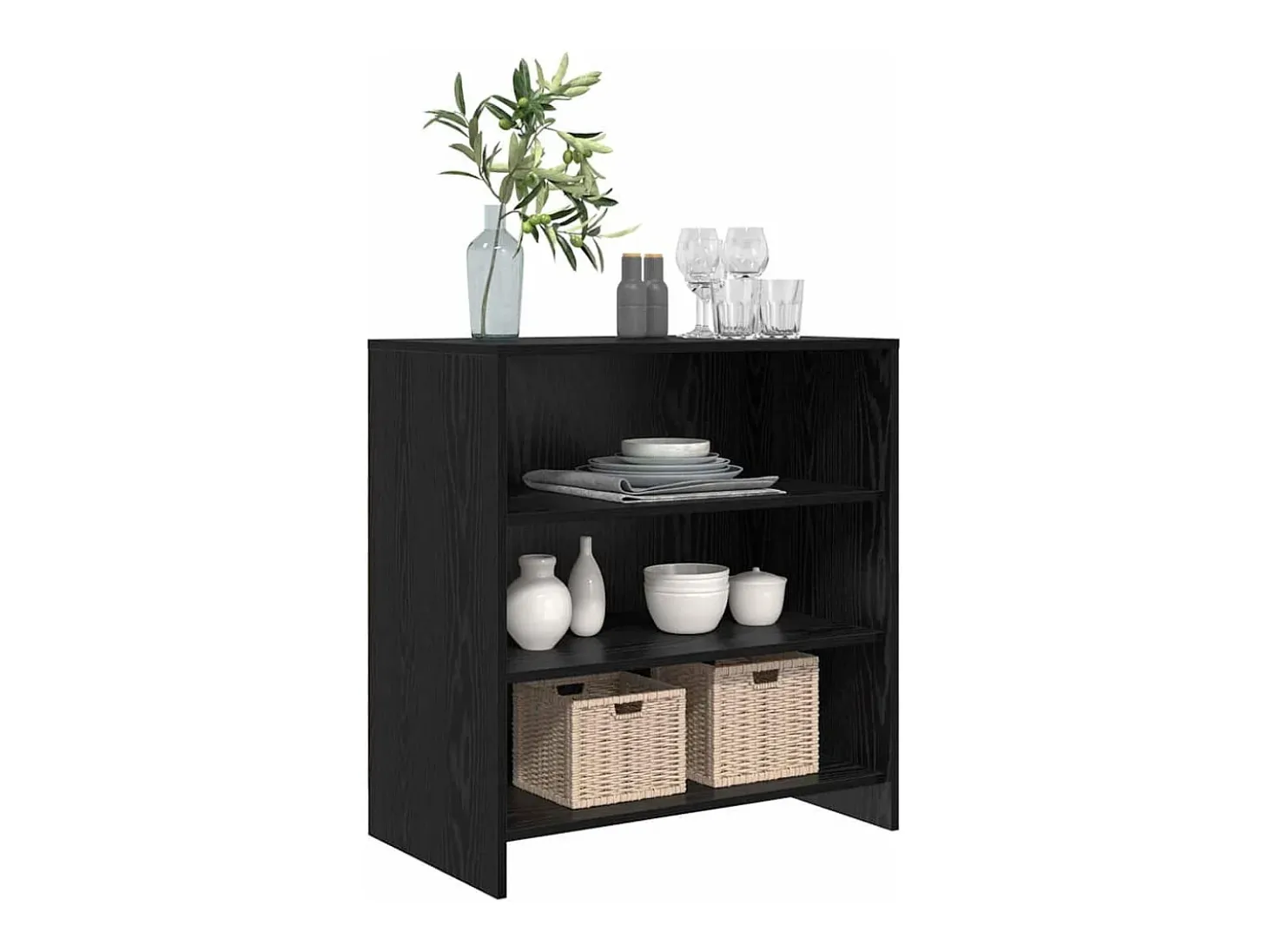 Aparador de roble negro 70x41x75 cm en madera de ingeniería