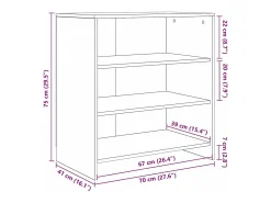 Aparador de roble negro 70x41x75 cm en madera de ingeniería