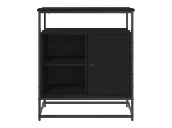 Aparador de roble negro 69x35x80 cm Madera de ingeniería y acero