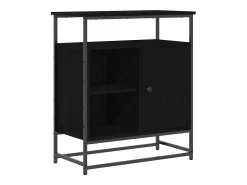 Aparador de roble negro 69x35x80 cm Madera de ingeniería y acero
