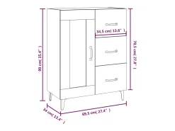 Aparador de roble Sonoma 69,5x34x90 cm madera de ingeniería