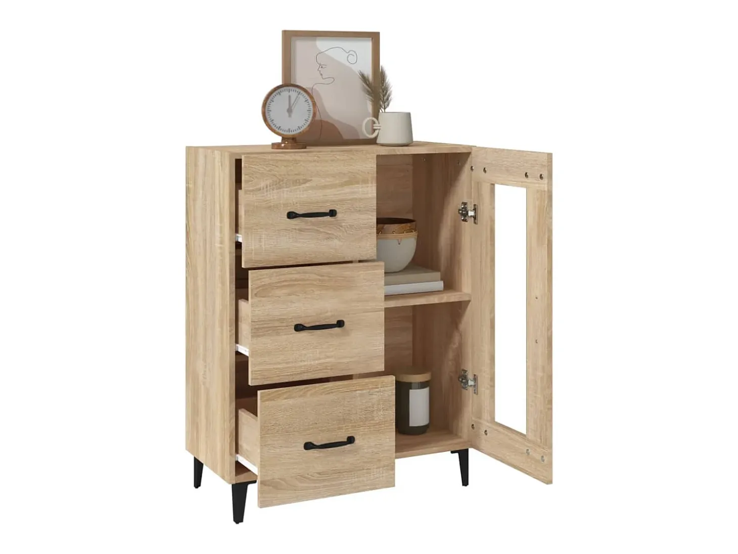 Aparador de roble Sonoma 69,5x34x90 cm madera de ingeniería