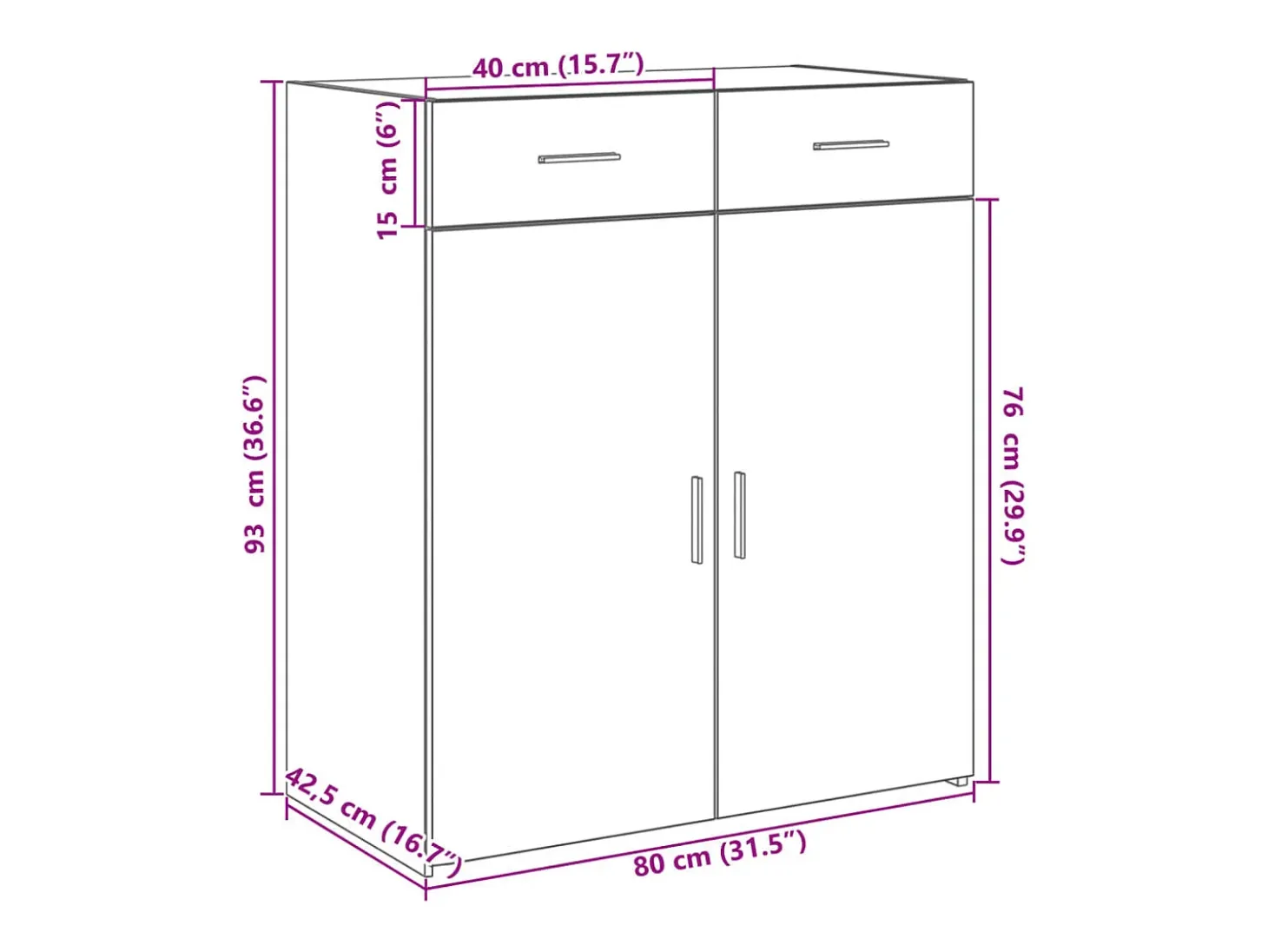Aparador de roble Sonoma 80x42,5x93 cm madera de ingeniería
