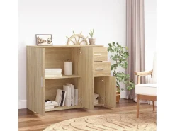 Aparador de roble Sonoma 91x29,5x75 cm Madera de ingeniería