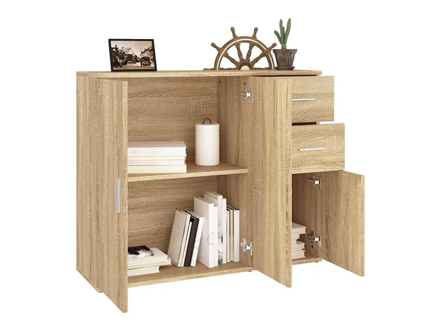 Aparador de roble Sonoma 91x29,5x75 cm Madera de ingeniería