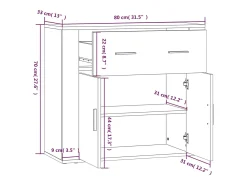Aparador de roble Sonoma 80x33x70 cm Madera de ingeniería