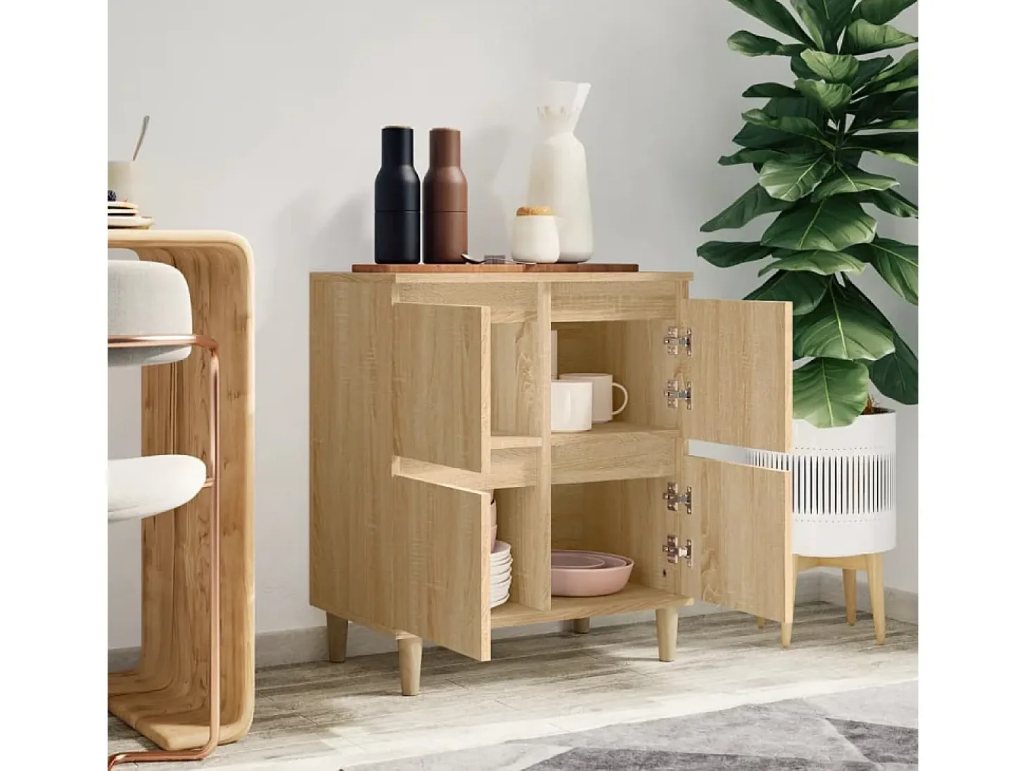 Aparador de roble Sonoma 60x35x70 cm Madera de ingeniería