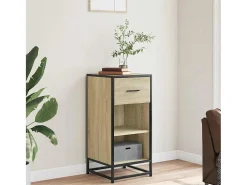 Aparador de roble Sonoma 35,5x35x76 cm madera contrachapada y metal