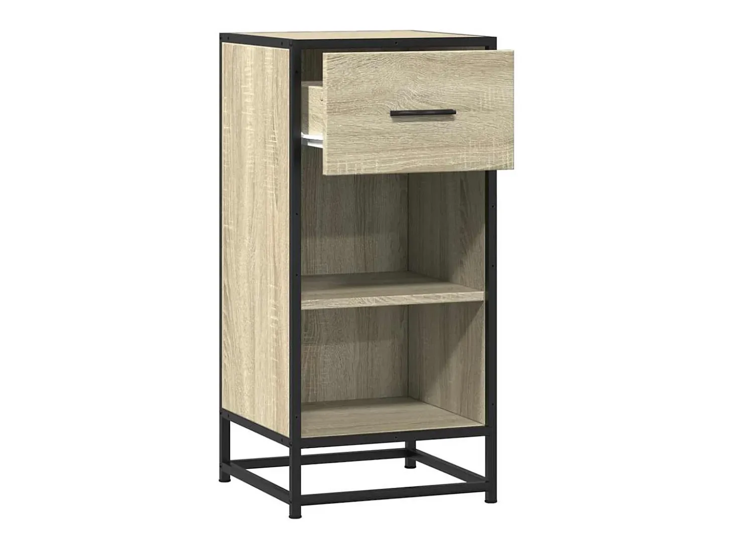 Aparador de roble Sonoma 35,5x35x76 cm madera contrachapada y metal