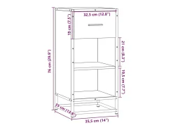 Aparador de roble Sonoma 35,5x35x76 cm madera contrachapada y metal