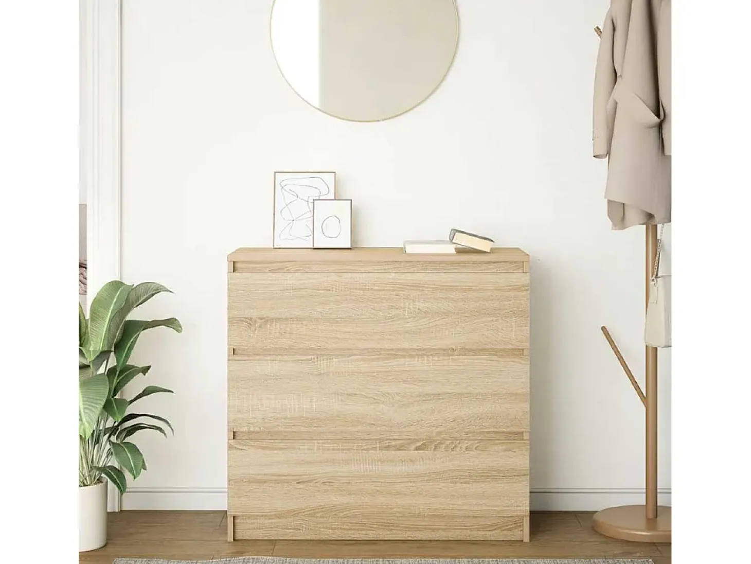 Aparador de roble Sonoma 80x35x76 cm de madera de ingeniería