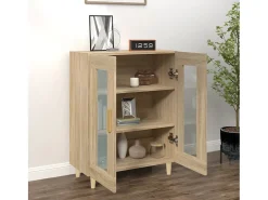 Aparador de roble Sonoma 69,5x34x90 cm madera de ingeniería
