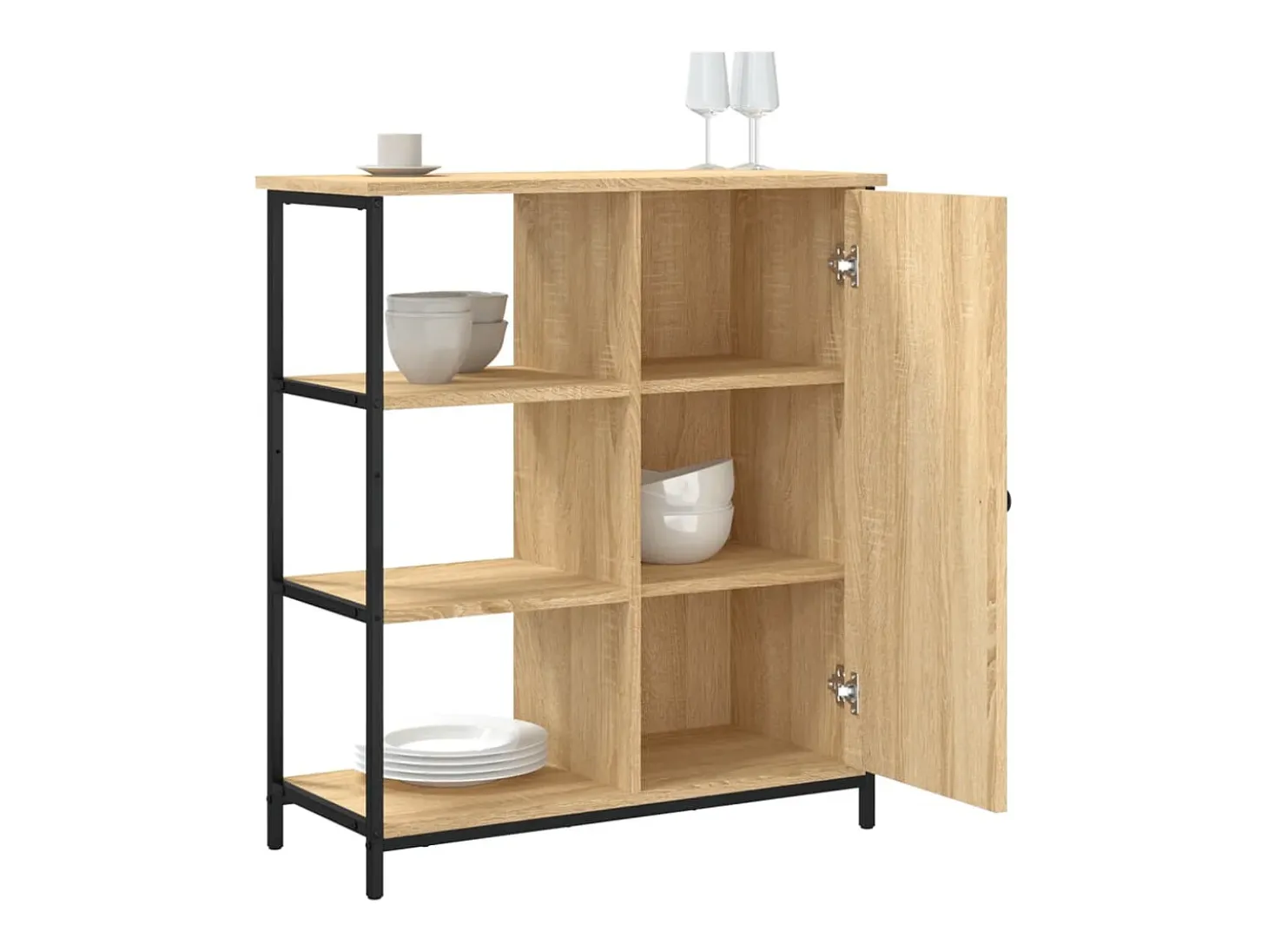 Aparador de roble Sonoma 70x30x80 cm madera de ingeniería