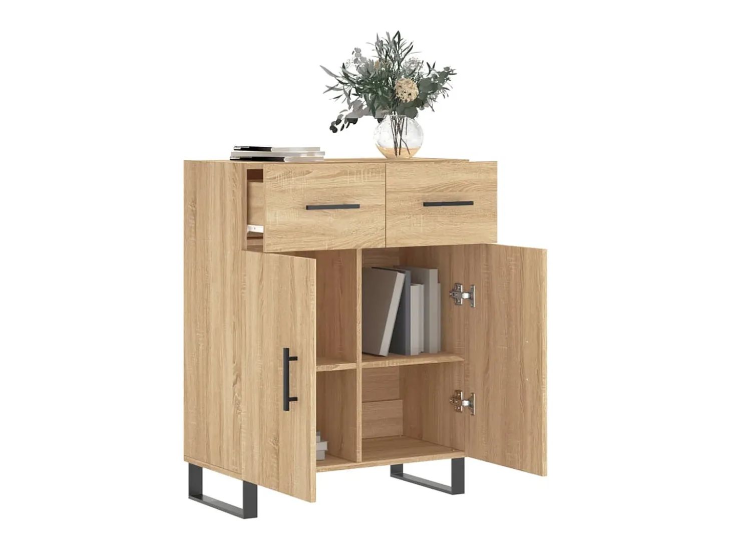 Aparador de roble Sonoma 69,5x34x90 cm madera de ingeniería