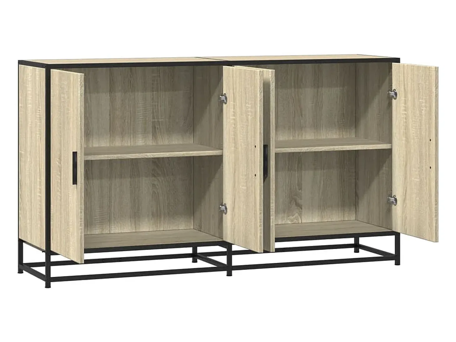 Aparador de roble Sonoma 134x35x76 cm madera de ingeniería