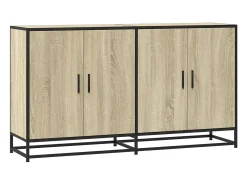 Aparador de roble Sonoma 134x35x76 cm madera de ingeniería