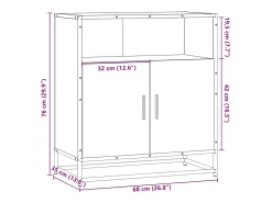 Aparador de roble Sonoma 68x35x76 cm madera de ingeniería
