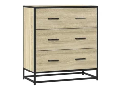 Aparador de roble Sonoma 68x35x76 cm madera contrachapada y metal