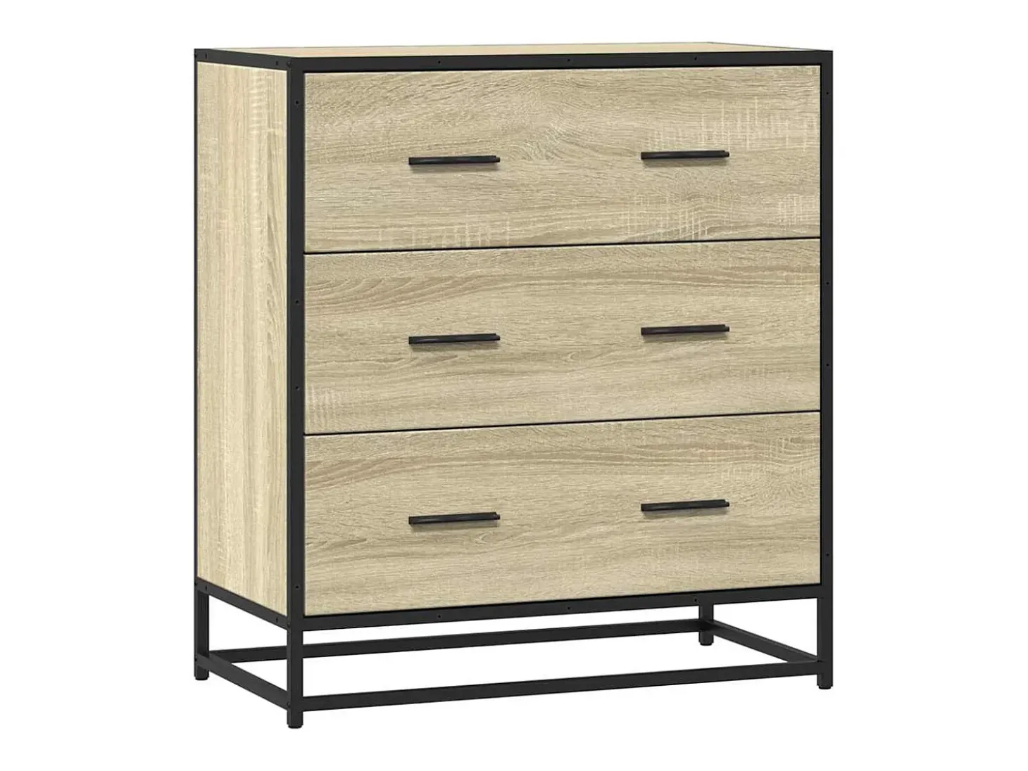 Aparador de roble Sonoma 68x35x76 cm madera contrachapada y metal