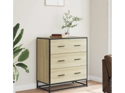 Aparador de roble Sonoma 68x35x76 cm madera contrachapada y metal