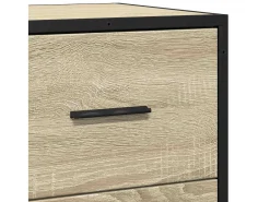 Aparador de roble Sonoma 68x35x76 cm madera contrachapada y metal