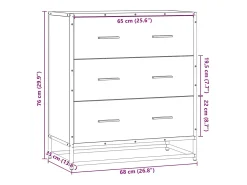 Aparador de roble Sonoma 68x35x76 cm madera contrachapada y metal