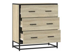 Aparador de roble Sonoma 68x35x76 cm madera contrachapada y metal
