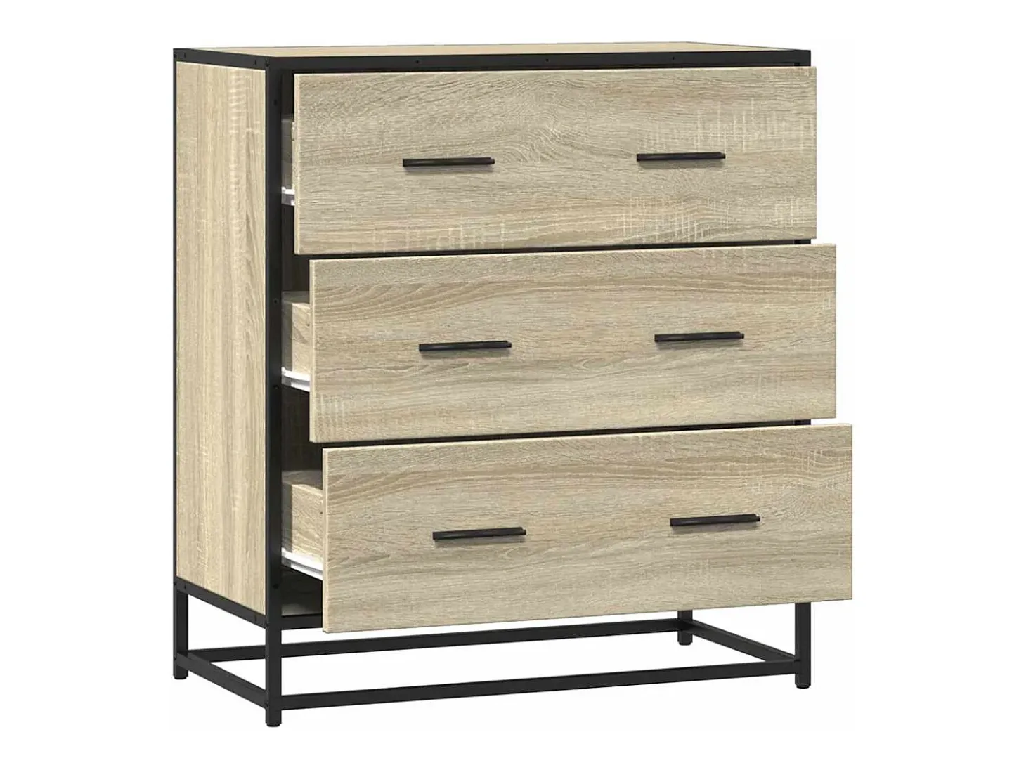 Aparador de roble Sonoma 68x35x76 cm madera contrachapada y metal