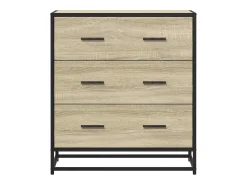 Aparador de roble Sonoma 68x35x76 cm madera contrachapada y metal