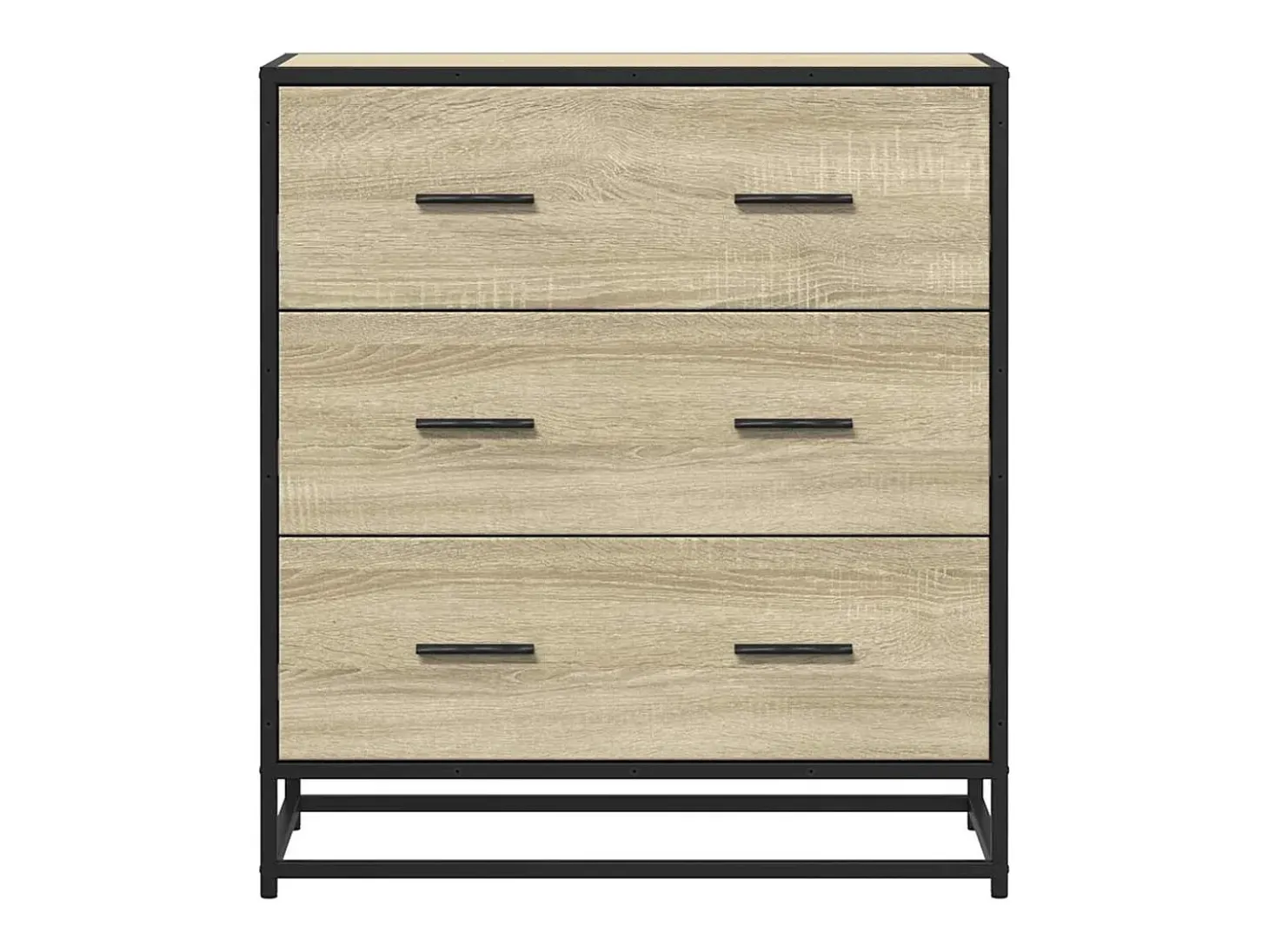Aparador de roble Sonoma 68x35x76 cm madera contrachapada y metal