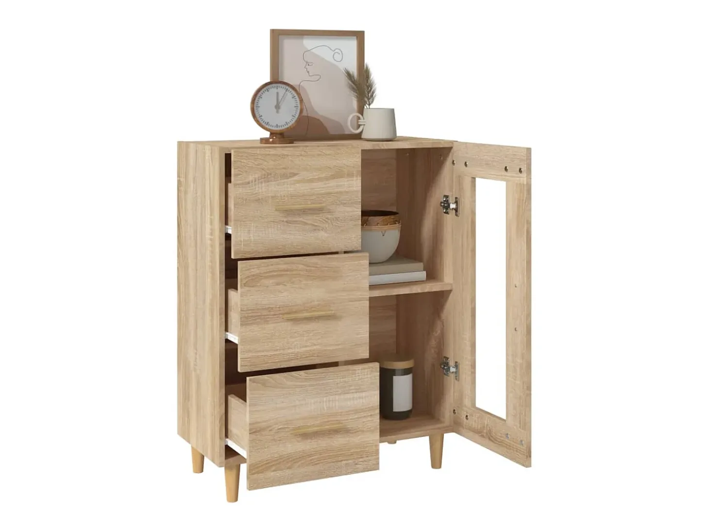 Aparador de roble Sonoma 69,5x34x90 cm madera de ingeniería