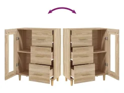 Aparador de roble Sonoma 69,5x34x90 cm madera de ingeniería