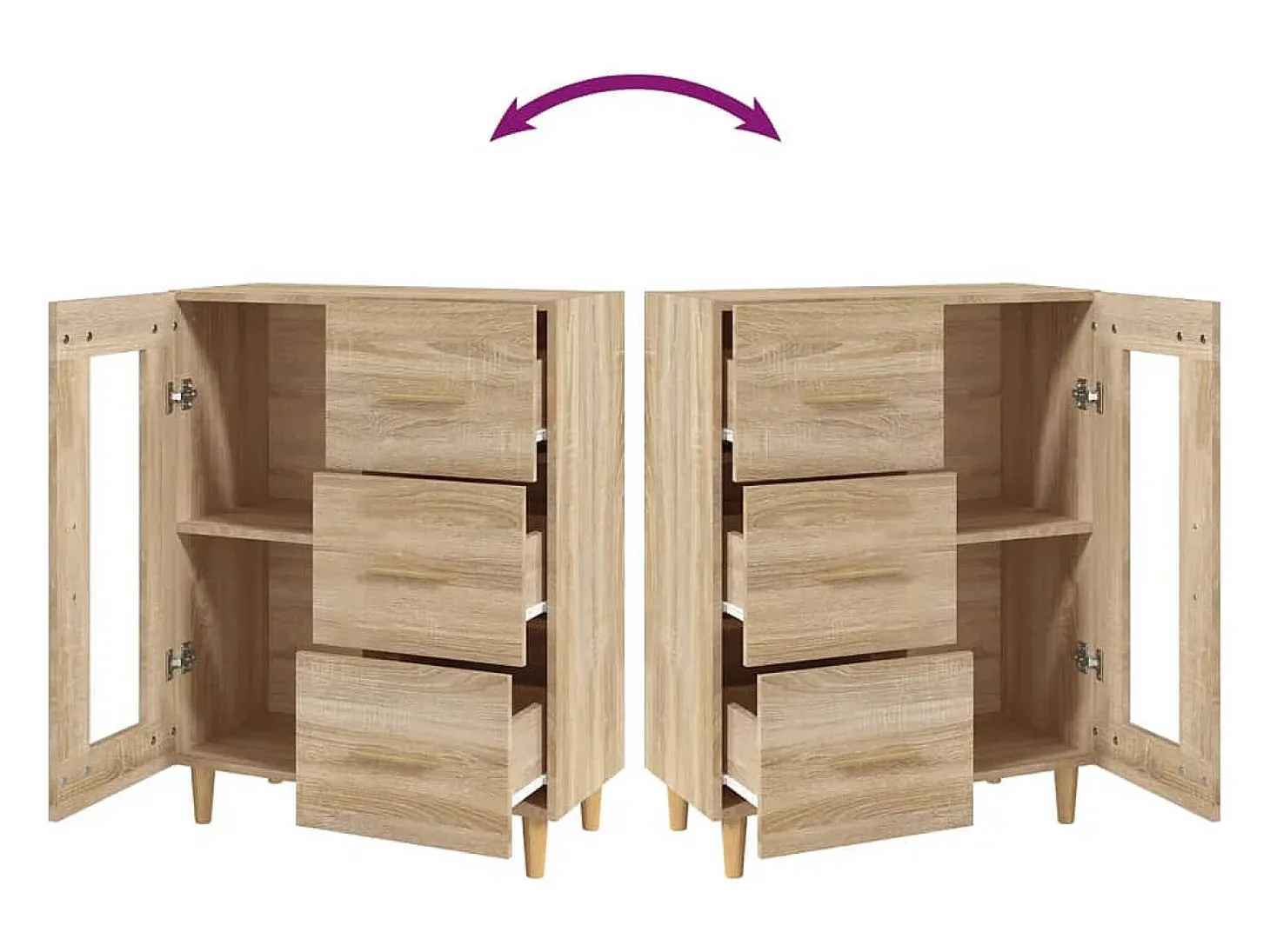 Aparador de roble Sonoma 69,5x34x90 cm madera de ingeniería