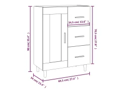 Aparador de roble Sonoma 69,5x34x90 cm madera de ingeniería