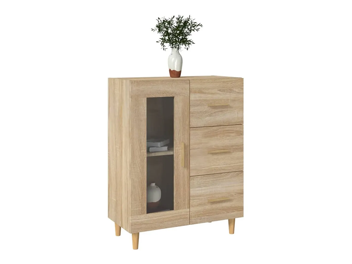 Aparador de roble Sonoma 69,5x34x90 cm madera de ingeniería