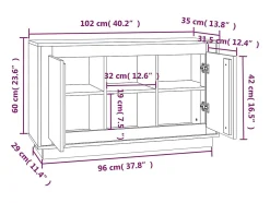 Aparador de roble Sonoma 102x35x60 cm madera de ingeniería