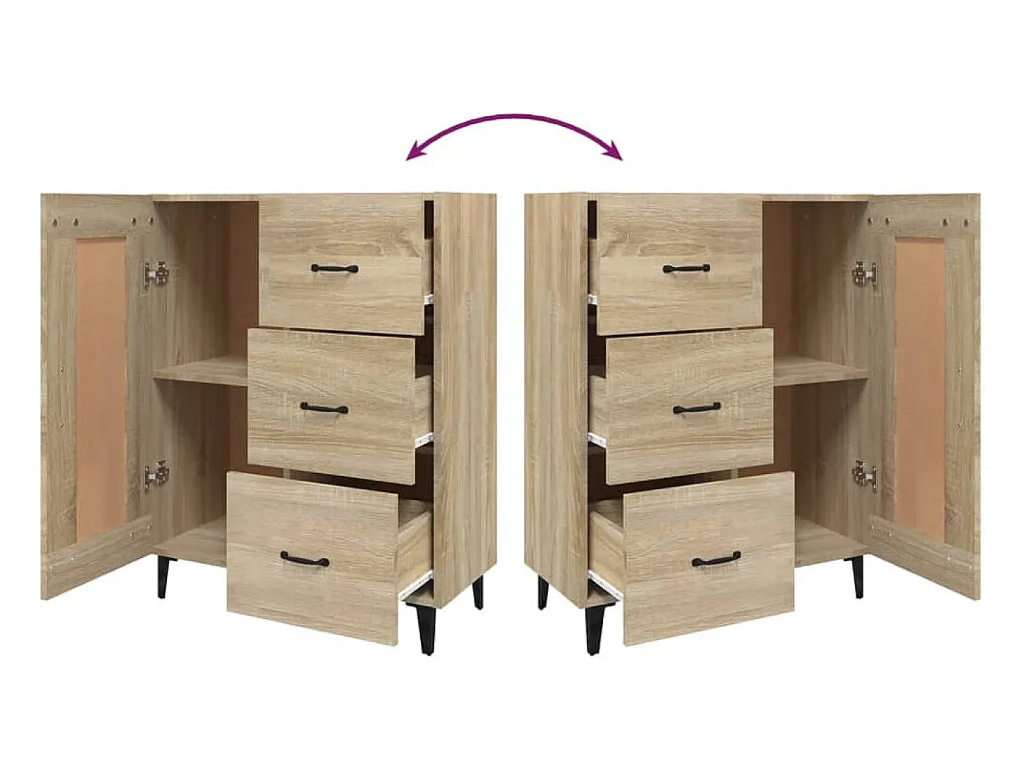 Aparador de roble Sonoma 69,5 x 34 x 90 cm Madera de ingeniería