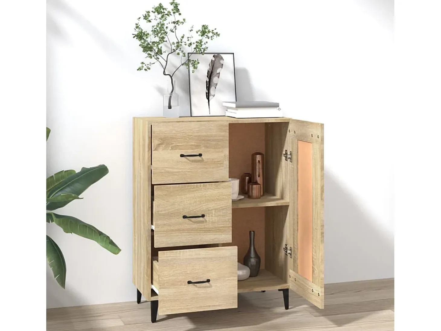 Aparador de roble Sonoma 69,5 x 34 x 90 cm Madera de ingeniería