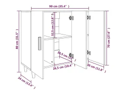 Aparador de roble Sonoma 90x34x80 cm madera de ingeniería