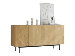 Aparador de salón, mueble buffet con 4 puertas - madera natural - tableros de partículas - Al 78 cm / An 160 cm / Pr 40 cm