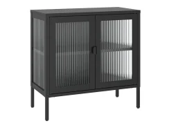 Aparador de vidrio y acero negro 70x35x70 cm ES240617