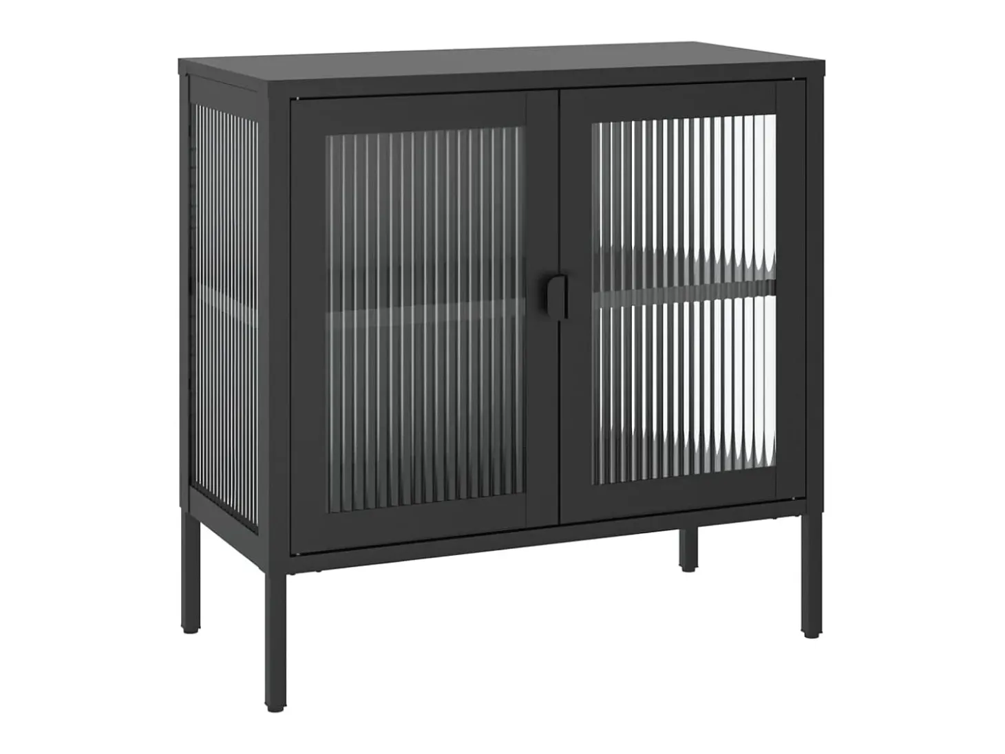 Aparador de vidrio y acero negro 70x35x70 cm ES240617