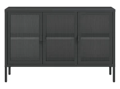 Aparador de vidrio y acero negro 105x35x70 cm