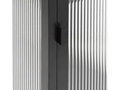 Aparador de vidrio y acero negro 105x35x70 cm