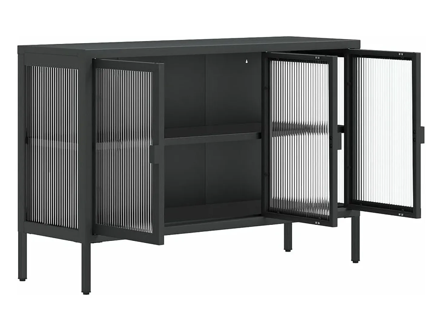 Aparador de vidrio y acero negro 105x35x70 cm