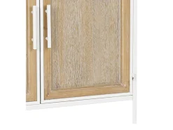 Aparador de 80x77x39 cm con estructura metálica blanca y frentes en madera de abeto Nola