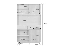 Aparador decorado en madera 4 puertas 3 cajones, 110cm natural