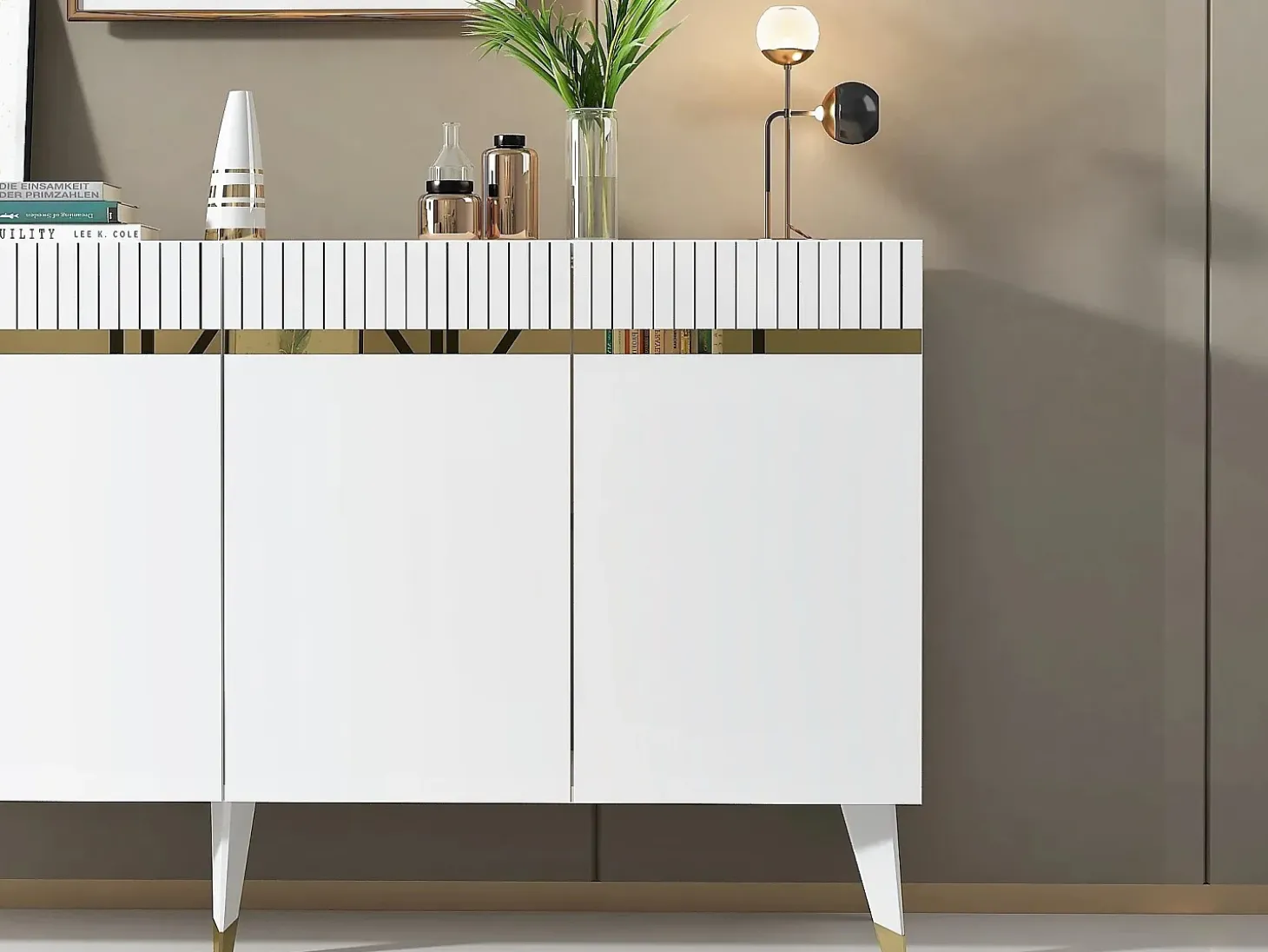 Aparador Defne Blanco dorado150x40x80 cm